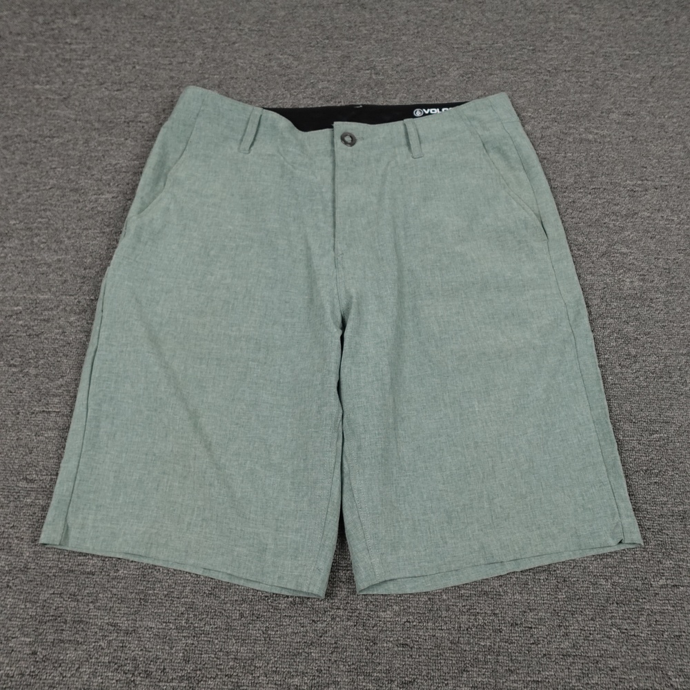 Volcom Shorts Mens 32 Green Hybrid Chino Surf & Turf Stretch 12 Inseam Casual